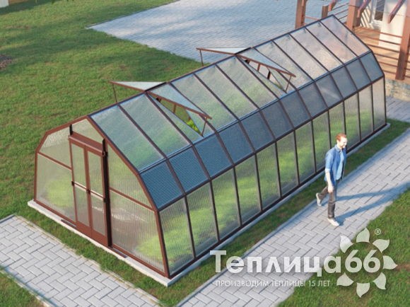 Теплица Рада Таймыр из поликарбоната, 3,5x8 метров, коричневая